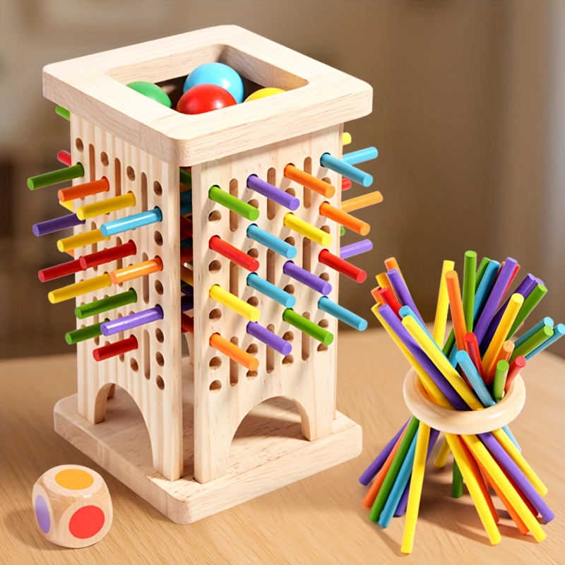 Party Games Kids Indoor - Montessori Drewniane Gra Planszowa Kolorowe Patyczki