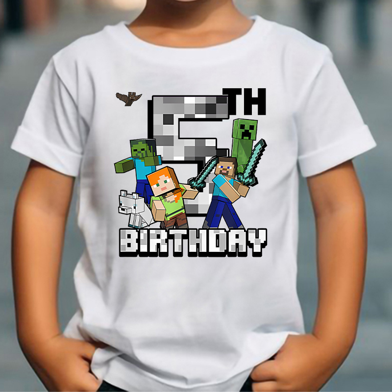 Party Games Minecraft - Koszulka z kreskówkowym, uroczym motywem Minecraft,