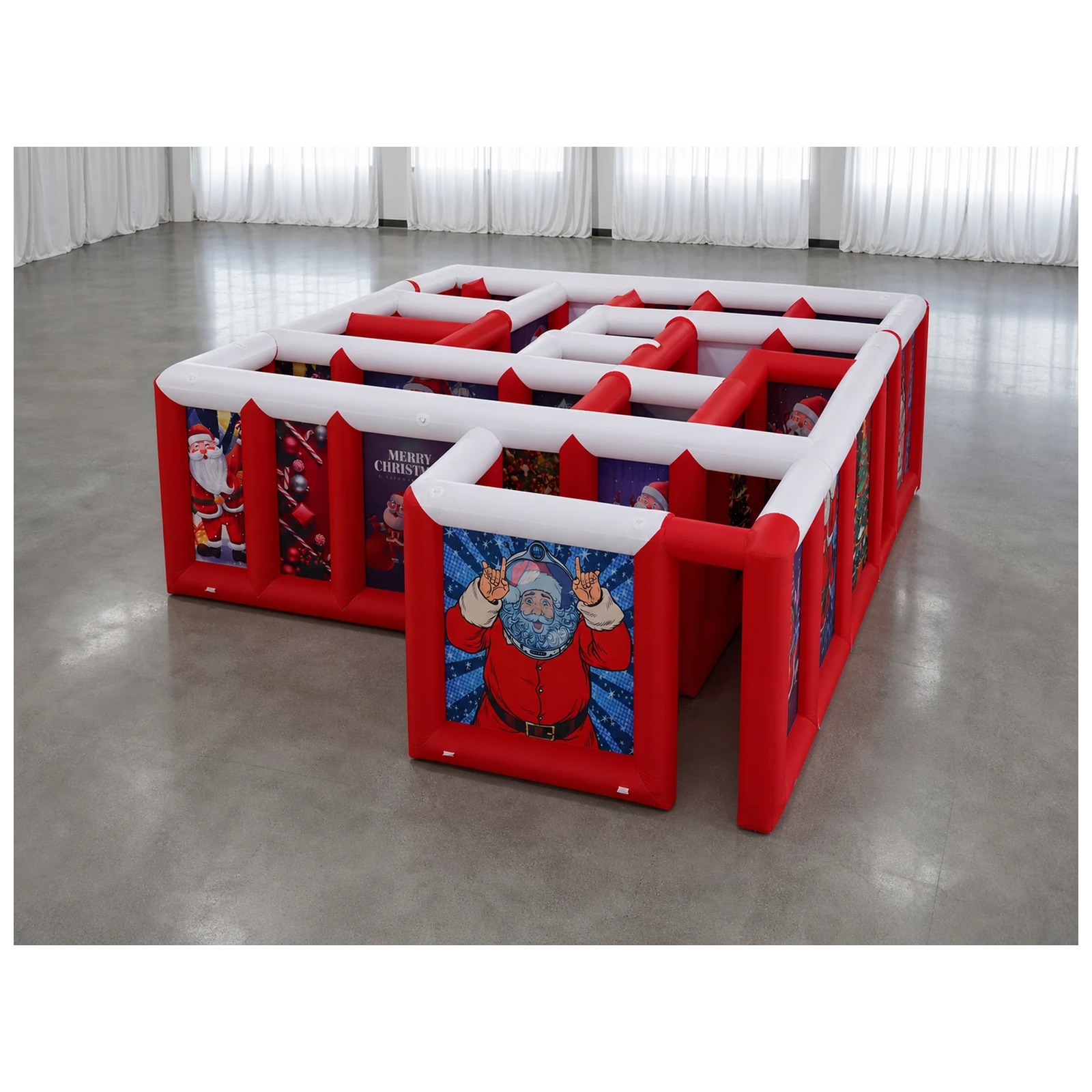 Party Games Kids And Adults - Duży czerwono-biały dmuchany labirynt z płaskim